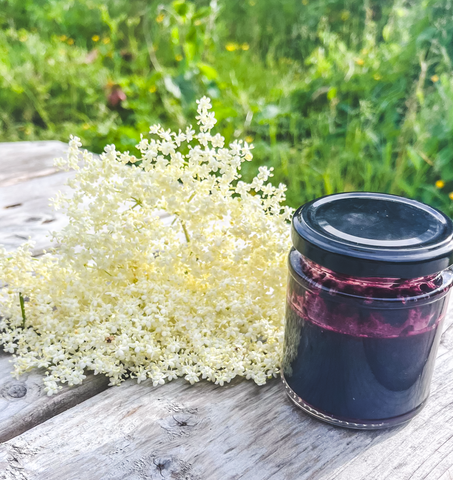 elderflowers and elderberry honey