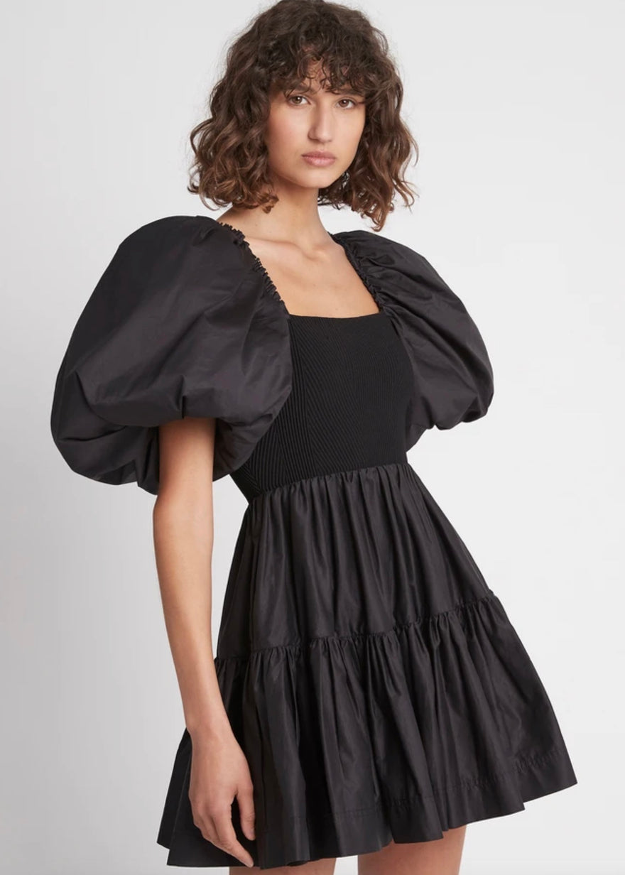 19+ Black Mini Dress Puff Sleeves