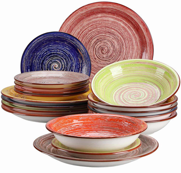 vancasso Albero Spiral Stoneware 18-Piece Colorful Dinnerware Set