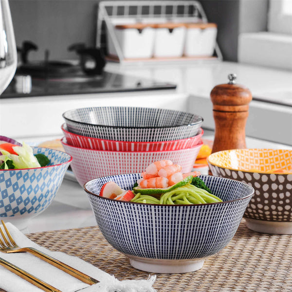 vancasso Japanese Style Porcelain Sushi Bowls 24oz Set of 6