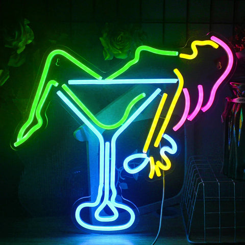 Luminous Libations Cocktails & Beer LED Neon Sign - Detailed View