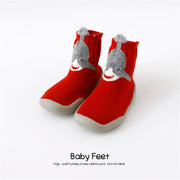 Toddler Solid Color Cartoon Animal Style Non-slip Knitted Sock Shoes Wholesale Red EU 26