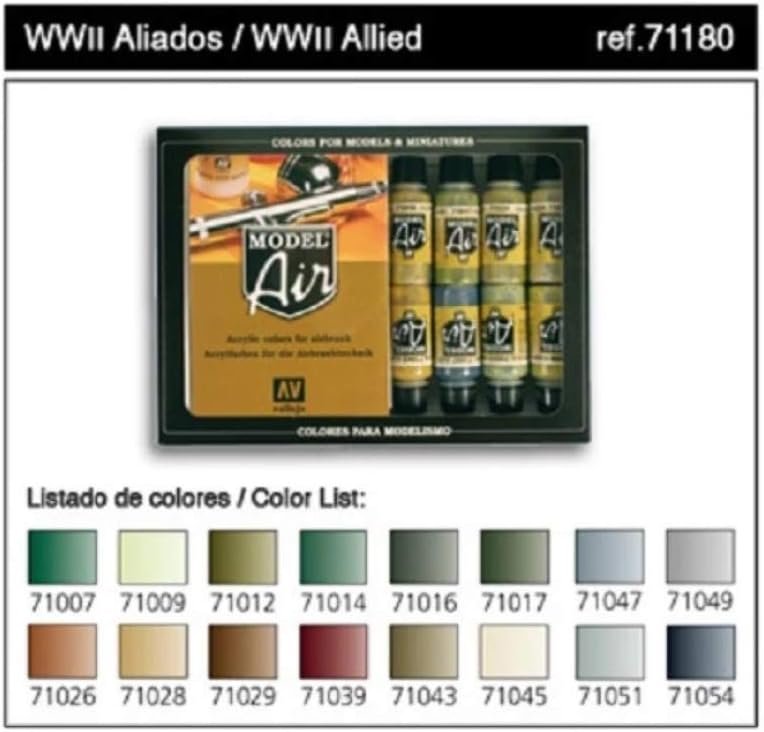 Vallejo Basic Colors: Acrylic 16 Airbrush Paint Set for Model & Hobby  71178, Black, 0.57 Fl Oz (Pack of 16)