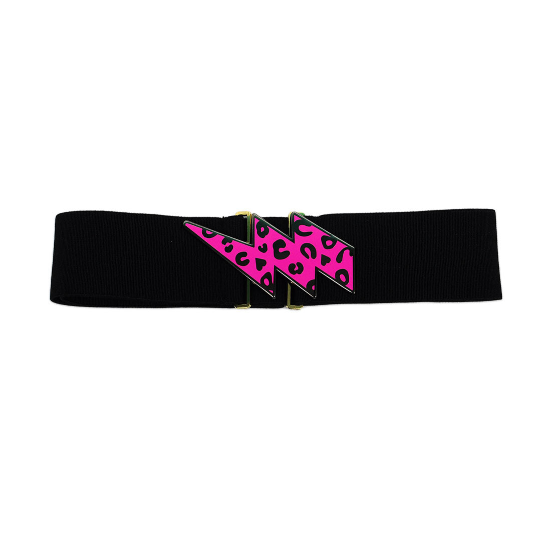 Hot Pink Lightning Bolt Belt Buckle Elastic Belt | Betsy Dare