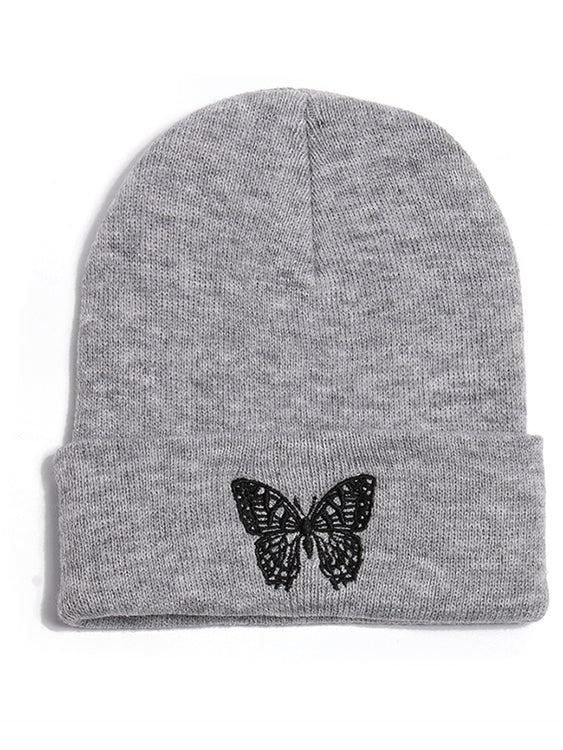 Men Butterfly Embroidery Knit Beanie