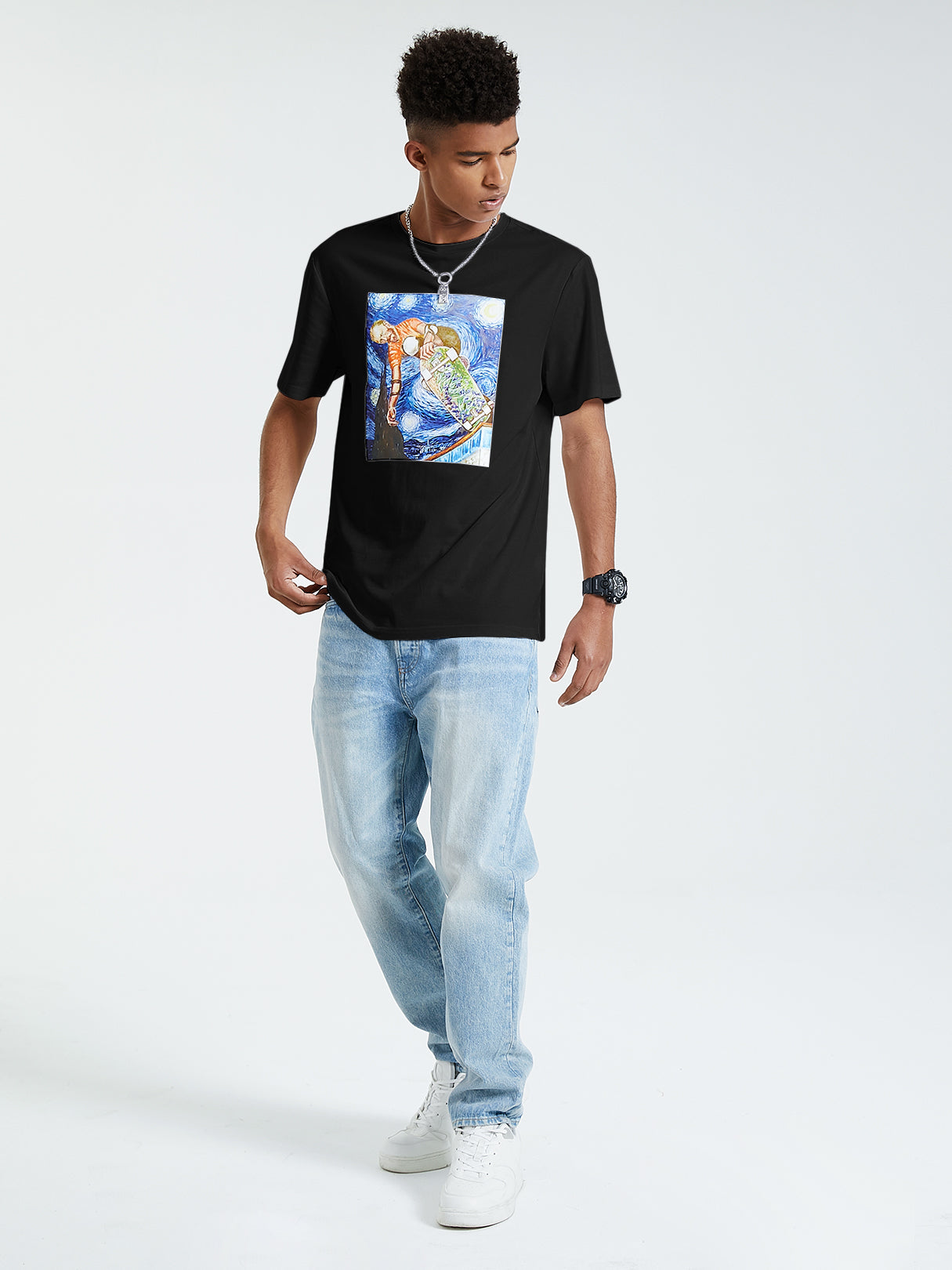 KOYYE Men Summer Graphic Figure Print T-Shirt