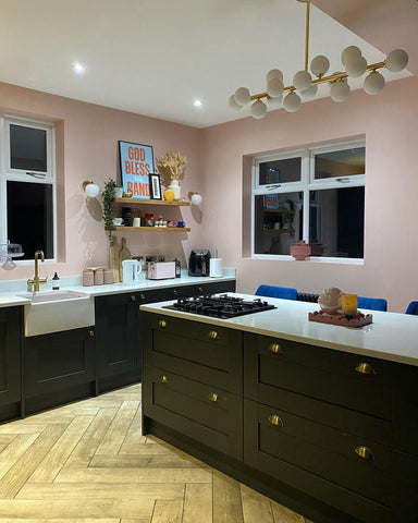 A customer's image of their kitchen with shelves from Funky Chunky Furniture