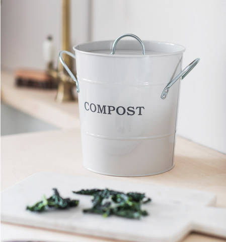 Large White Metal Compost Bucket