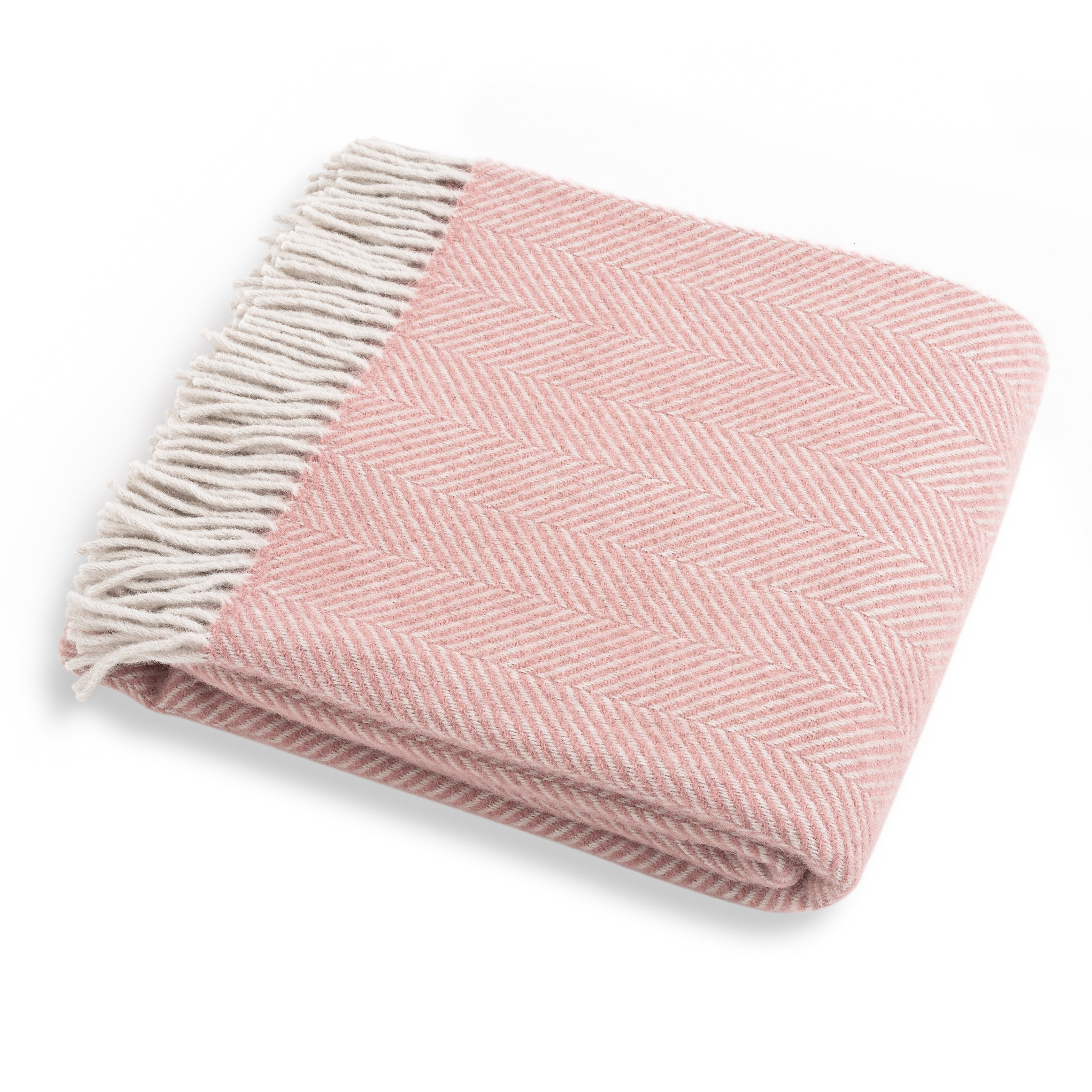 Pink Herringbone Wool Throw|Ethical Shopping | Next Day Disp