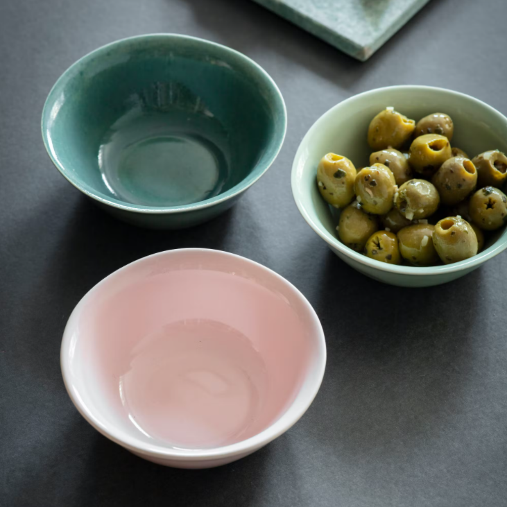 Set Of 3 Snack Bowls - Pink, Sage, Aqua  - Funky Chunky Furniture