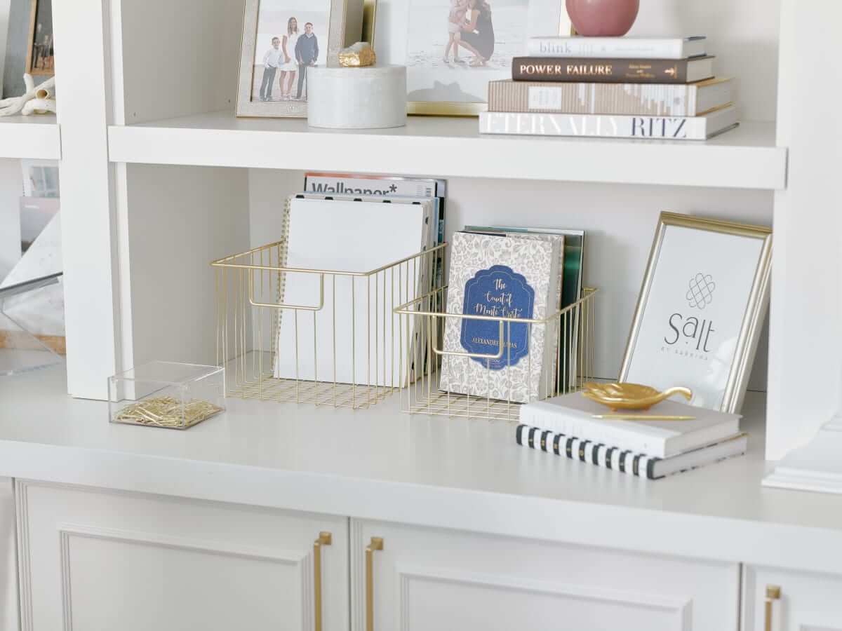 Office storage baskets for better office organization.