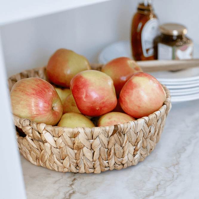 Monaco storage basket with apples from Salt by Sabrina