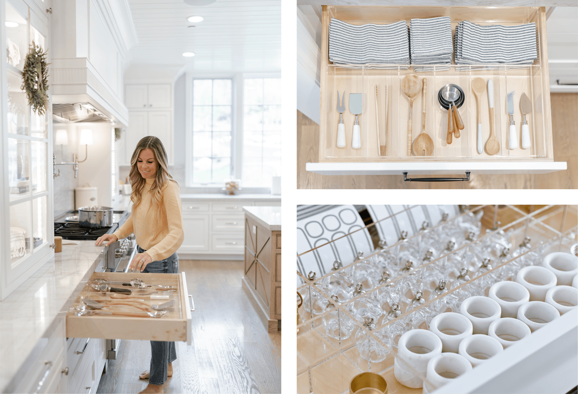 Kitchen drawer organizers