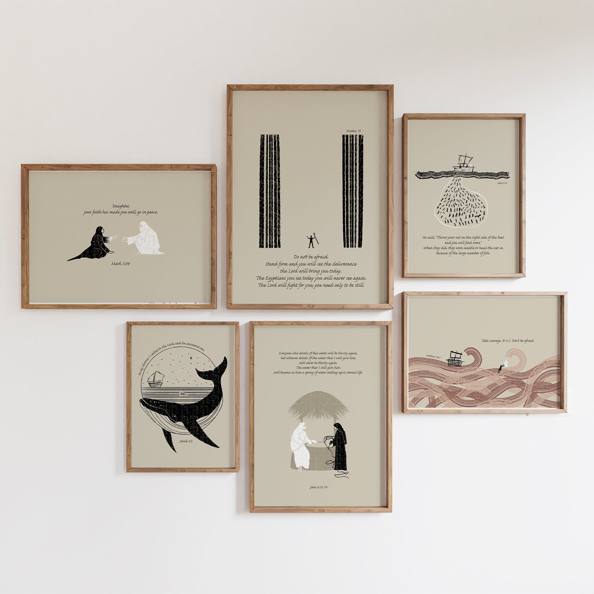 Bible sketch scene scripture gallery wall art