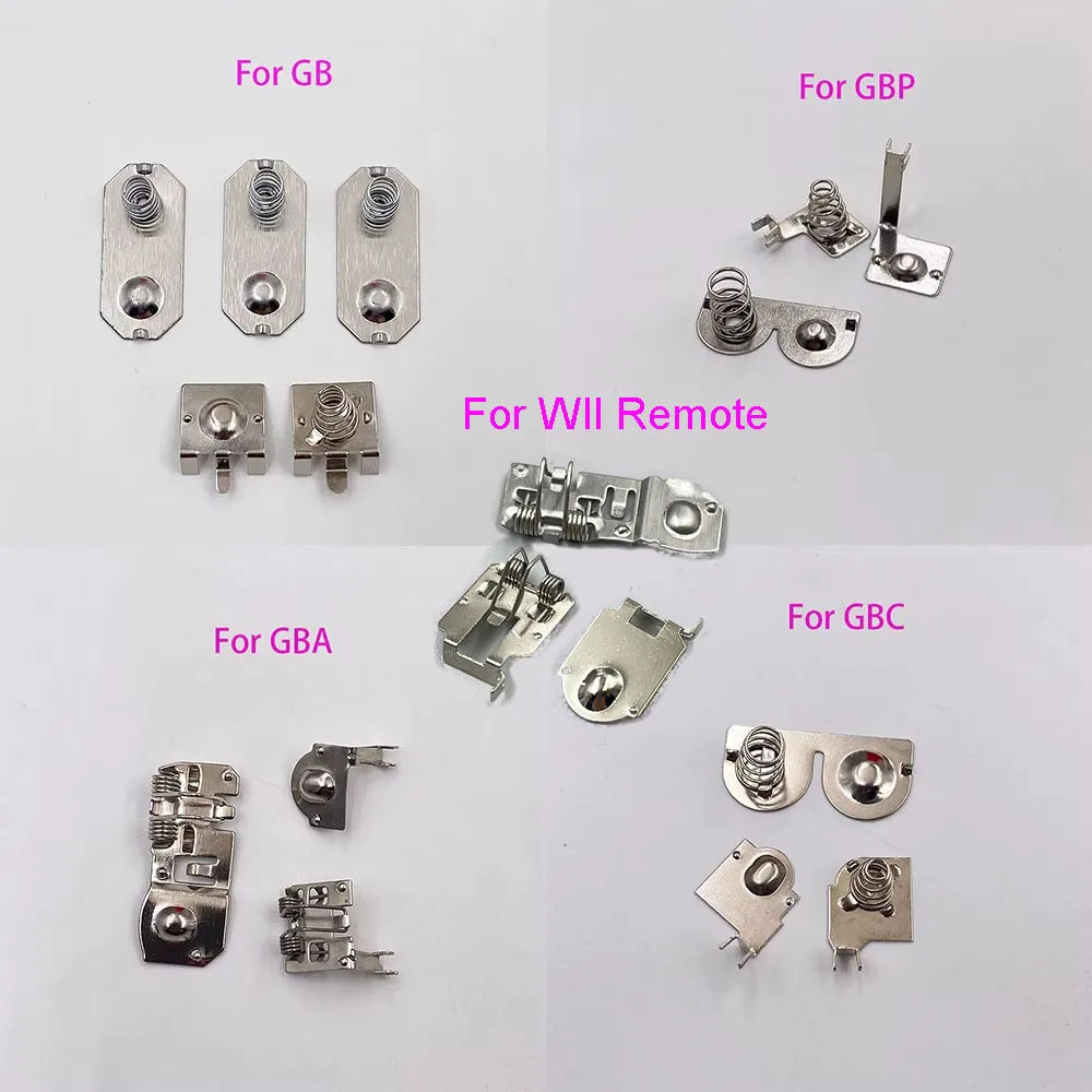 1-10 Sets Metal Battery Contacts Spring And Flat Holders For GB GBP GBA GBC WII Remote Console Repair
