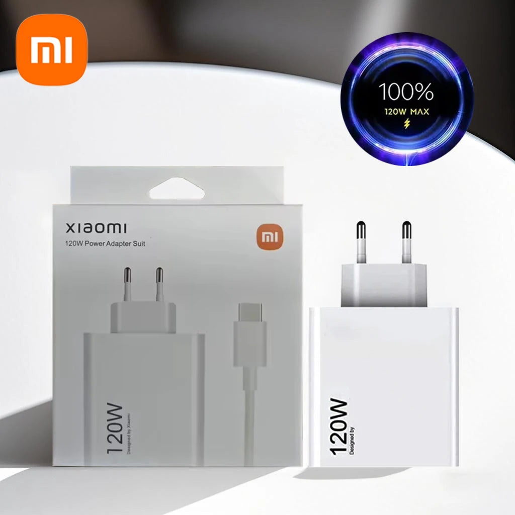 120W HyperCharge Power Adapter and 6A USB-C Cable Set, Ultra-Fast Turbo Charging for Xiaomi 15/14/13/11T Ultra Pro Redmi Note 11-14 POCO F6/F7/X7 Pro