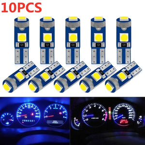 10Pcs T5 LED Bulb W3W W1.2W Canbus Car Interior Lights 12V Dashboard Indicator Lamp, Plug & Play, High Output - Network Hardwares
