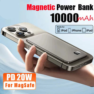 10000mAh Magnetic Wireless Power Bank With PD 20W Output, 15W Fast Charging, Digital Display, Compact Design - Network Hardwares