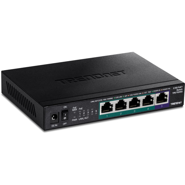 Unmanaged 2.5G Switch - 5 Port Gigabit Switch - 2.5GBASE-T Unmanaged  Ethernet Switch - Ethernet Splitter - Din Rail or Wall Mount -  Multi-Gigabit 