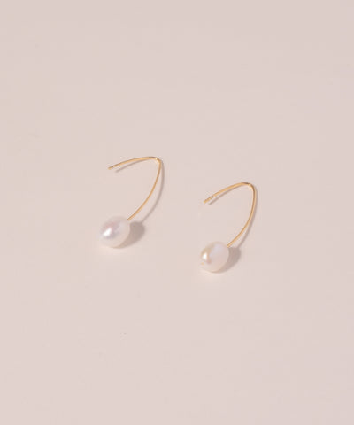 Cross Line Ear Cuff & Drop Pearl Pierce［Silver925］