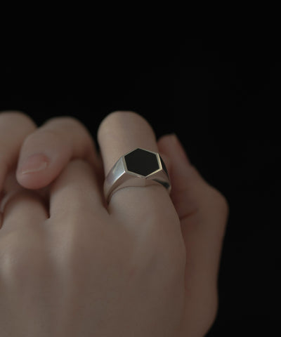 Hexagon Stone Motif Ring［Silver925］