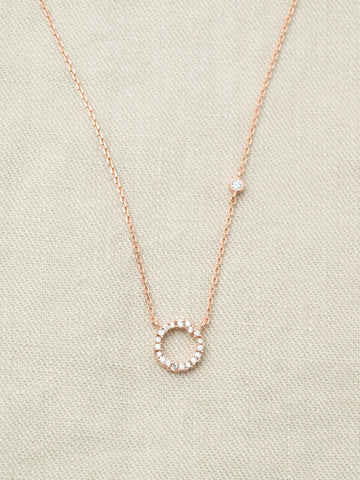 Stone Circle Necklace［Silver925］ ピンクゴールド