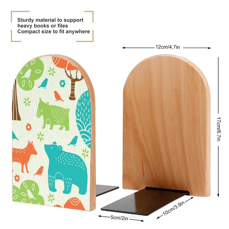 2 Pcs Wood Book Ends Non-Skid Book Stand B042
