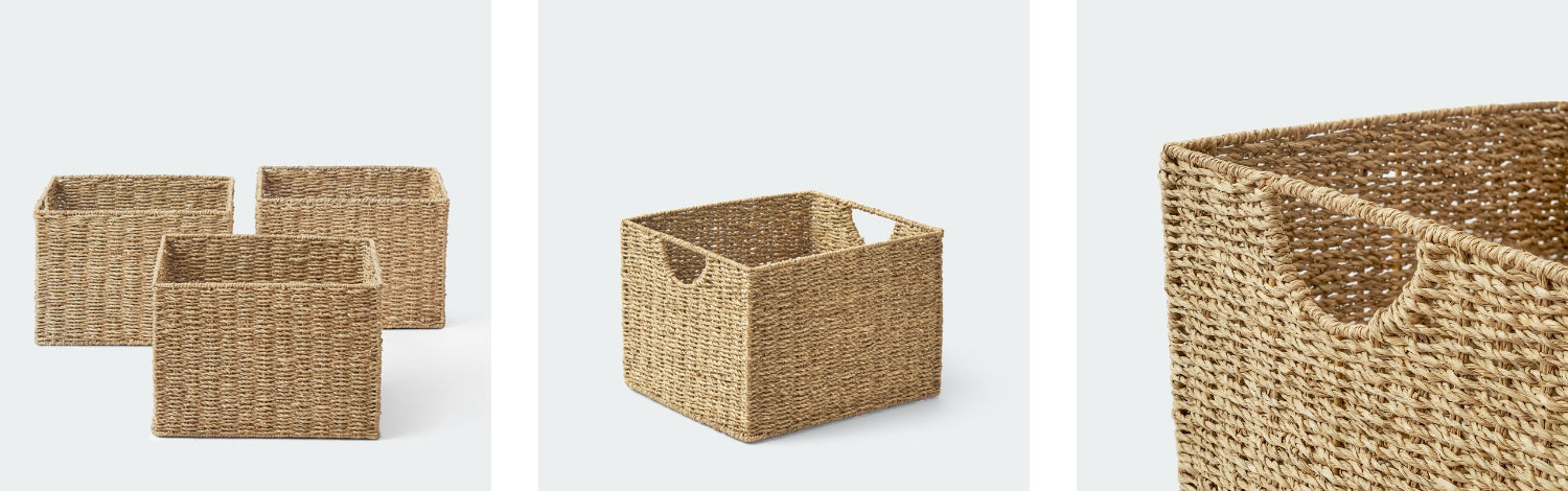 cube wicker blanket storage baskets