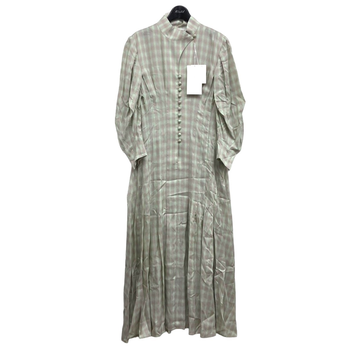 「Linen Mix Ombre Check Flared Dress」ワンピース