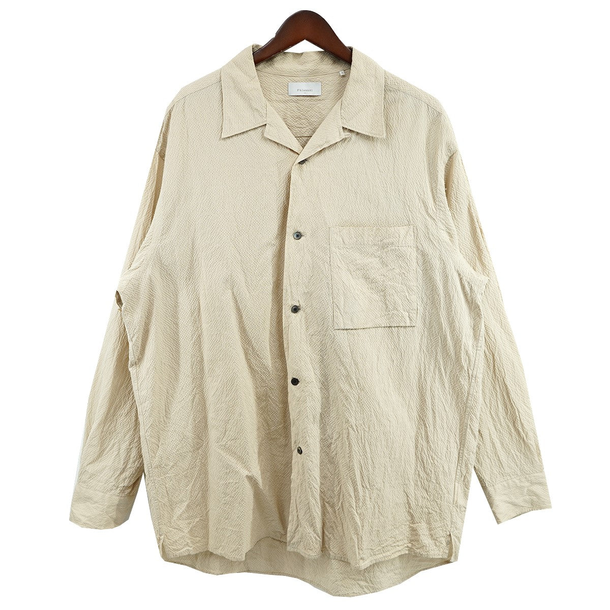 Cotton Silk Ramie Check Open Collar Overshirt