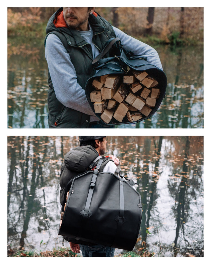 Leather Firewood Log Carrier by Fashion Racing
