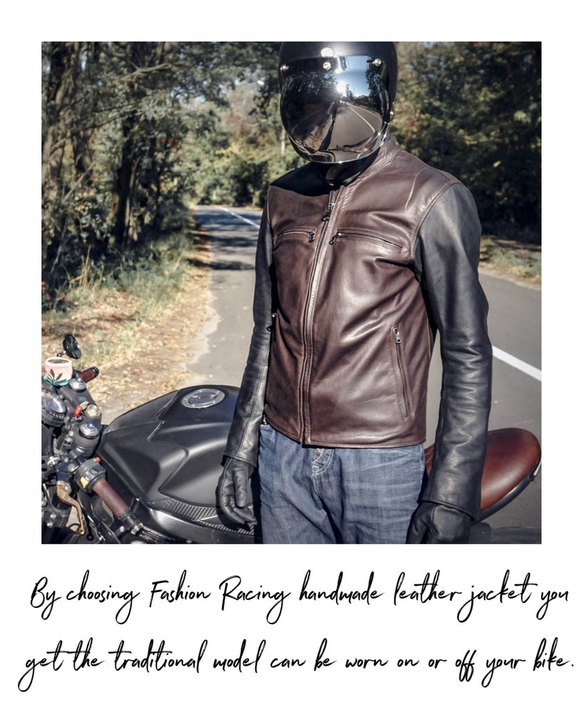 Men's cafe racer leather jacket, custom jacket by Fashion Racing