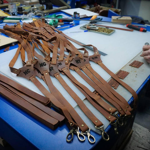 Brown Leather Suspenders, Personalized, Handcrafted