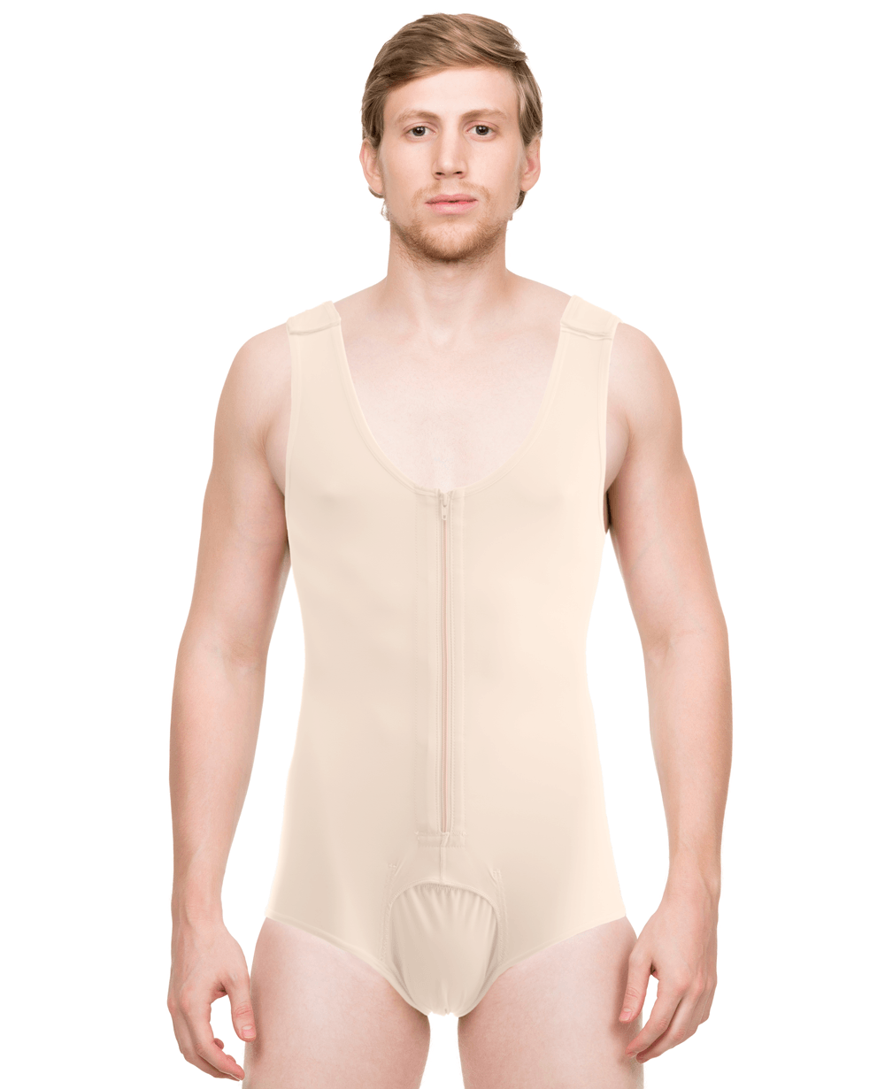 Male High-Waist Abdominal Cosmetic Surgery Compression Brief with Zipp