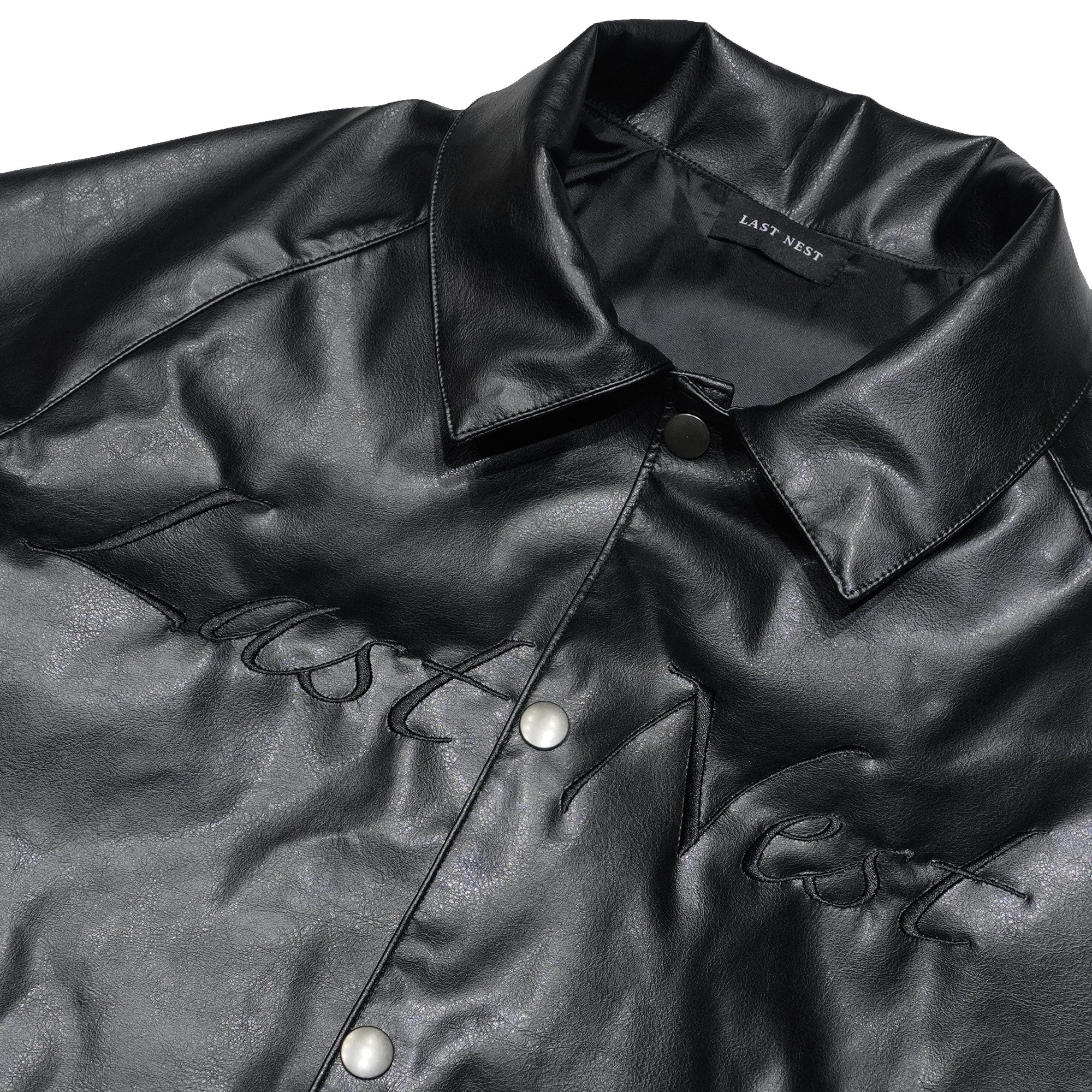 EMBROIDERED LEATHER JACKET / BLACK – LAST NEST