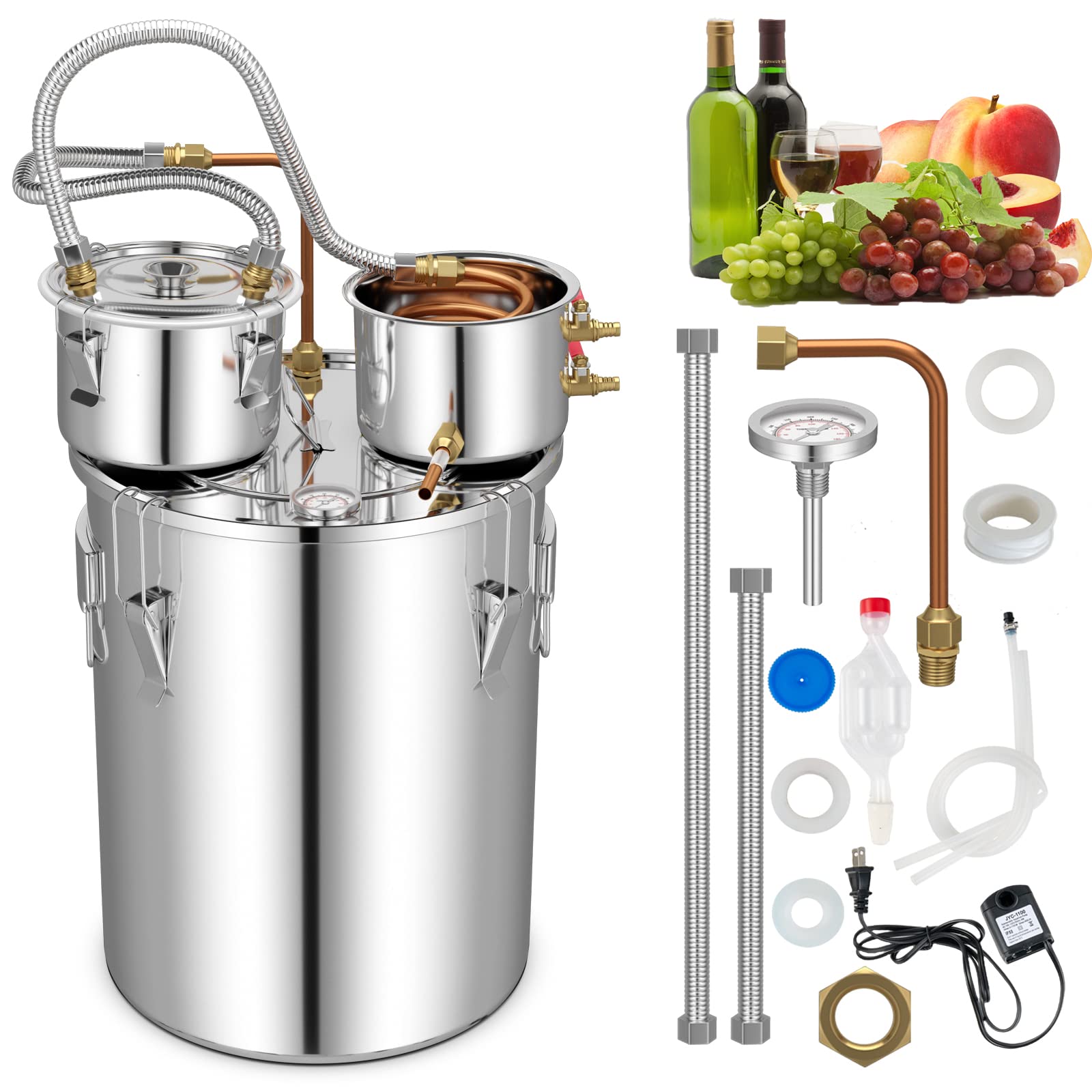 PETSITE 11-Quart Steam Juicer Stainless Steel, Steamer Extractor Pot for  Fruit Vegetable Canning with Tempered Glass Lid, Hose, Clamp, Loop Handles