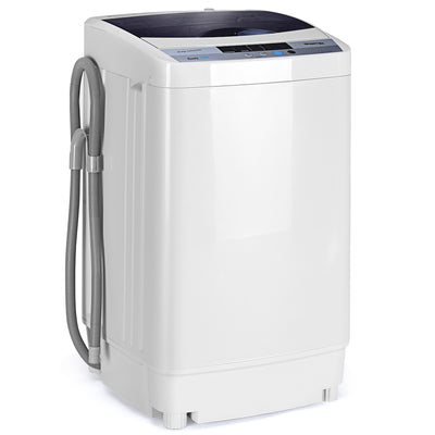 Giantex Full-Automatic Washing Machine, 7.7lbs Capacity Washer and Spinner Combo w/Built-In Barrel Light, Drain Pump & Long Hose, Compact Laundry