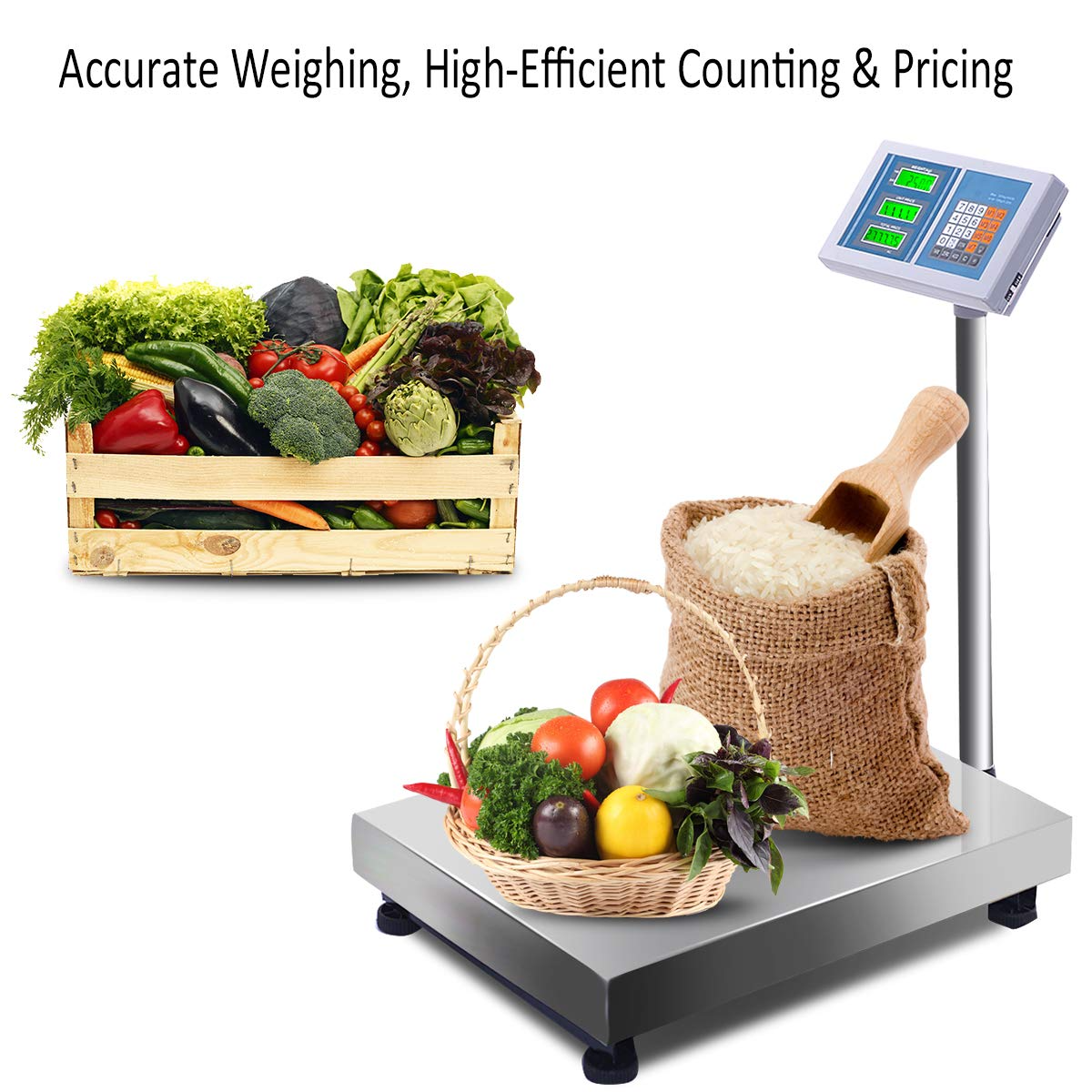 Costway 66lbs Digital Weight Scale Price Computing Retail Count Scale Food Meat Scales