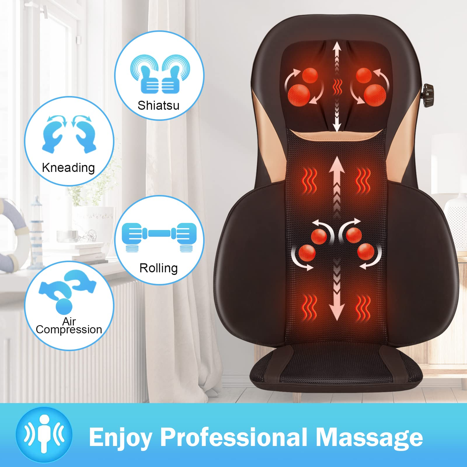 Giantex Memory Foam Massage Seat Cushion, Back Massager with 6 Vibration Massage Nodes & 2