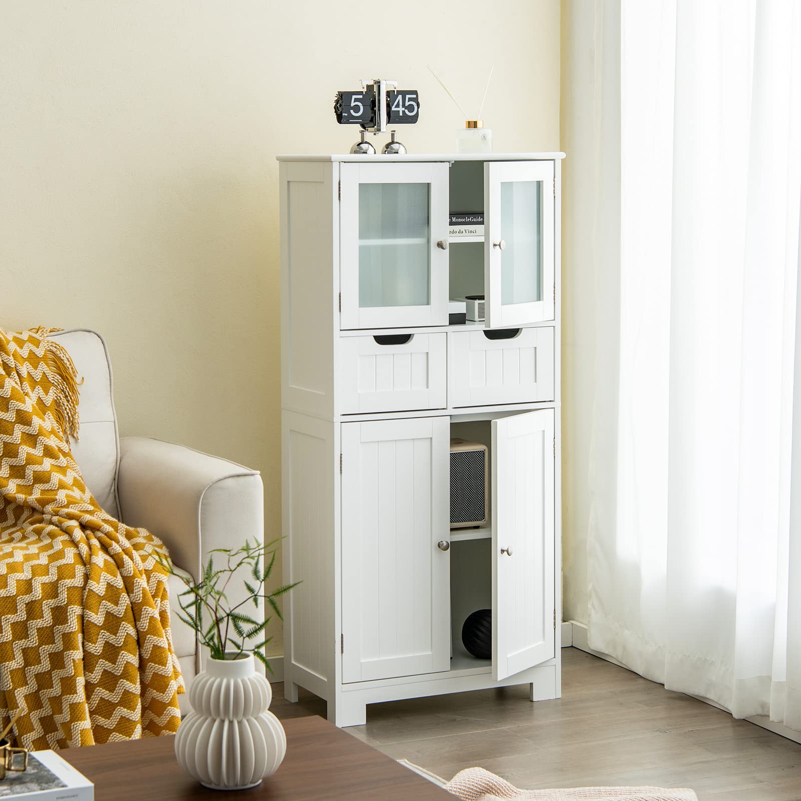 Giantex Freestanding Storage Cabinet, 170 cm Tall Slim Bathroom