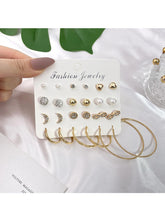 Load image into Gallery viewer, Combo of 21 Pair Attractive Gold Plated Pearl Stone Studs and Hoop Earrings
