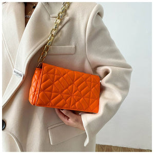 Quilted Chain Flap Square Bag