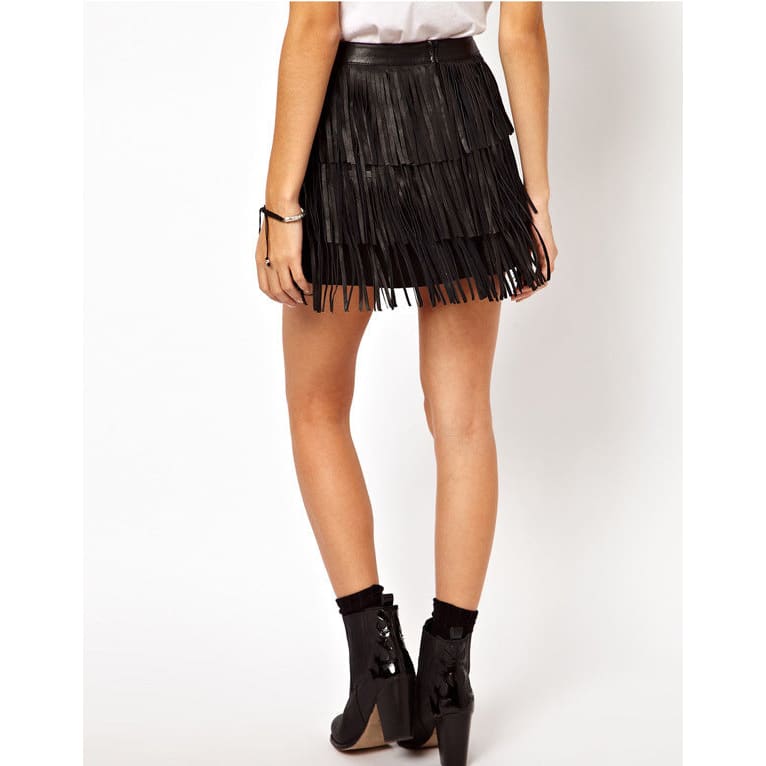 High Waist A-Line PU Leather Fringe Skirt – Fikafuntimes Clothing Brand &  Accessories