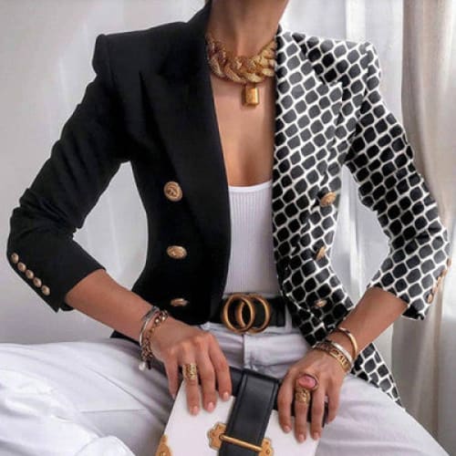Print Lapel Collar Double Breasted Blazer – Fikafuntimes Clothing Brand ...