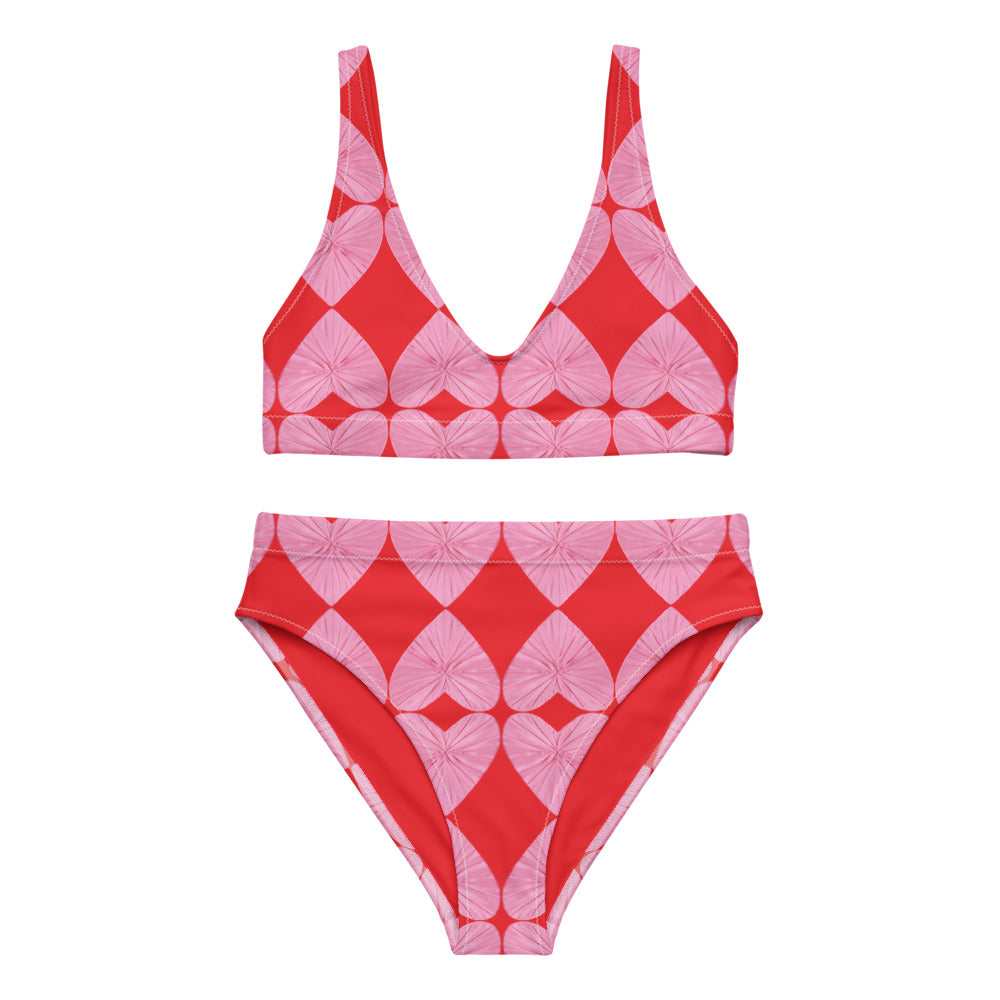 Buy Harlequin Hearts Pink and Red High Waisted Eco Bikini Online | By ...