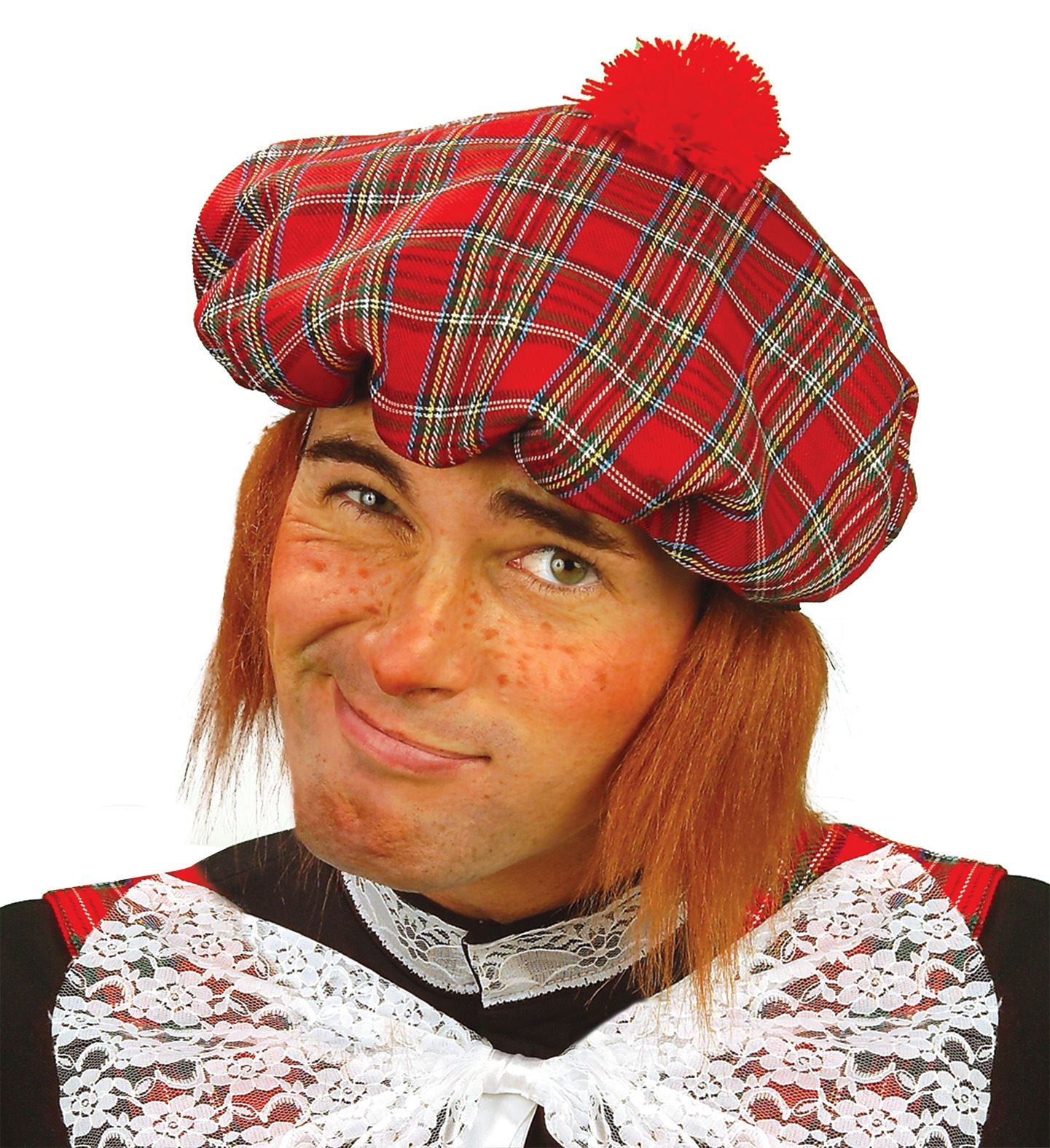 Widmann - Landen Thema Kostuum - Schotse Muts Met Haar - rood - Carnavalskleding - Verkleedkleding