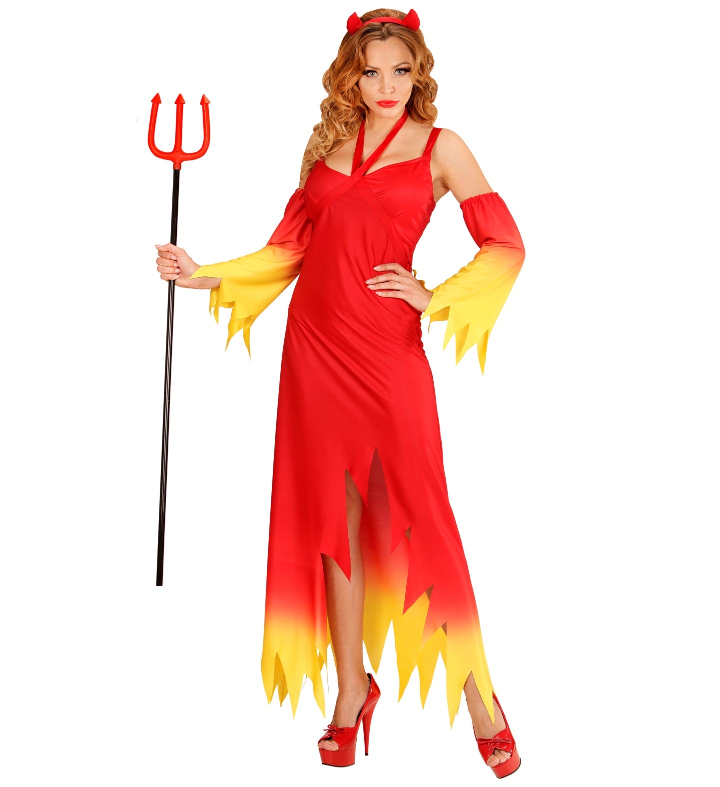 Widmann - Duivel Kostuum - Fire Devil Duivelse Dame - Vrouw - rood - Large - Halloween - Verkleedkleding