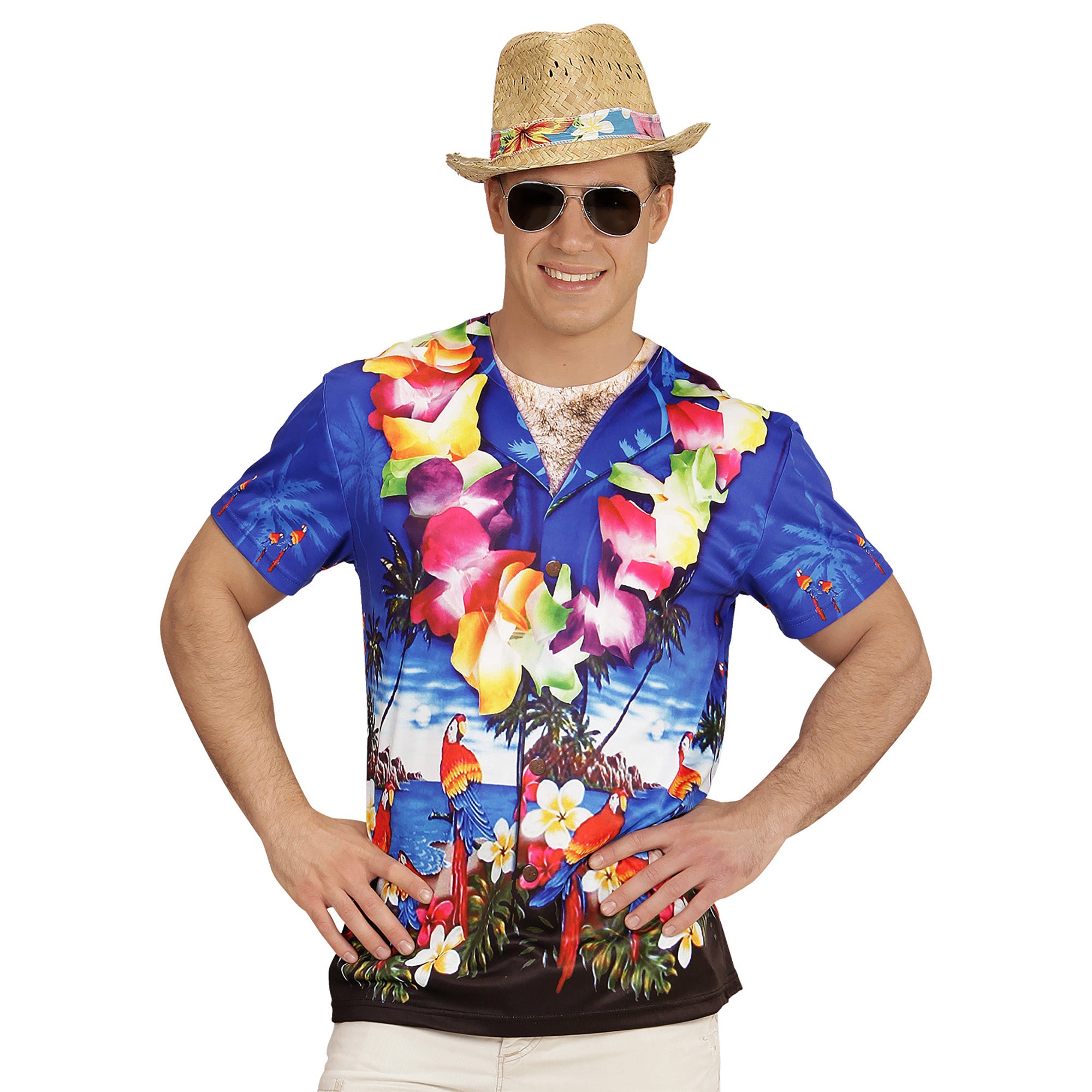 Hawaii & Carribean & Tropisch Kostuum | T-Shirt Honolulu Man | XL | Carnaval kostuum | Verkleedkleding