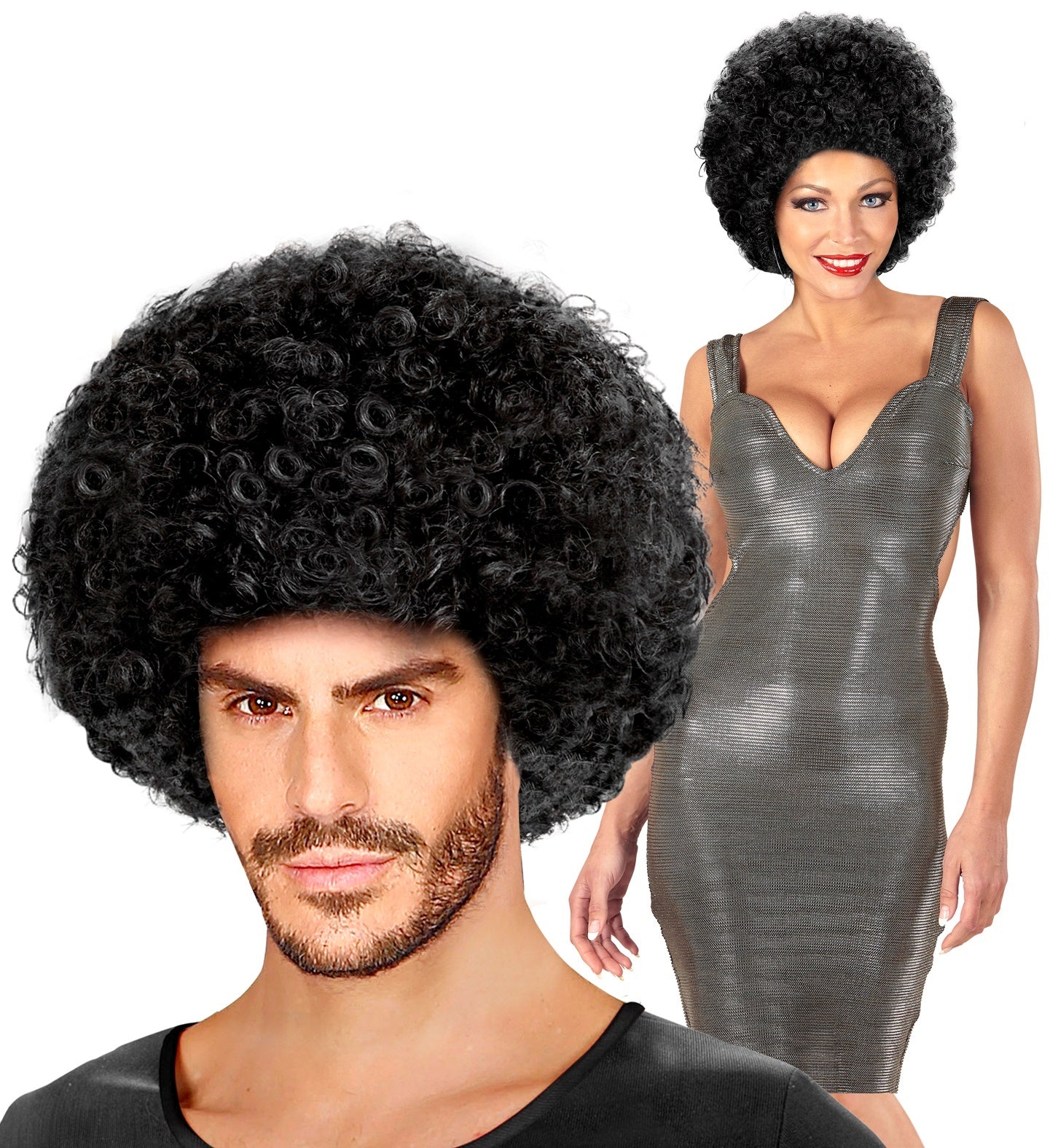 Zwarte Afro pruik unisex