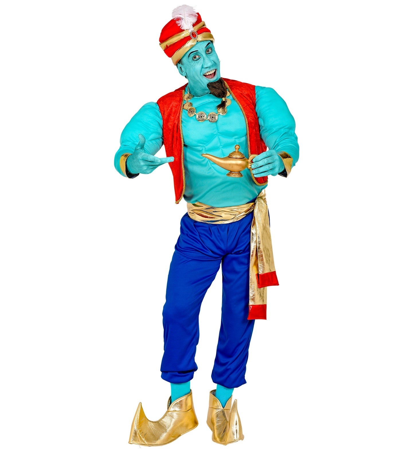 Widmann - Aladdin Kostuum - Geheel Tot Uw Dienst Geest - Man - blauw,rood - Small - Carnavalskleding - Verkleedkleding